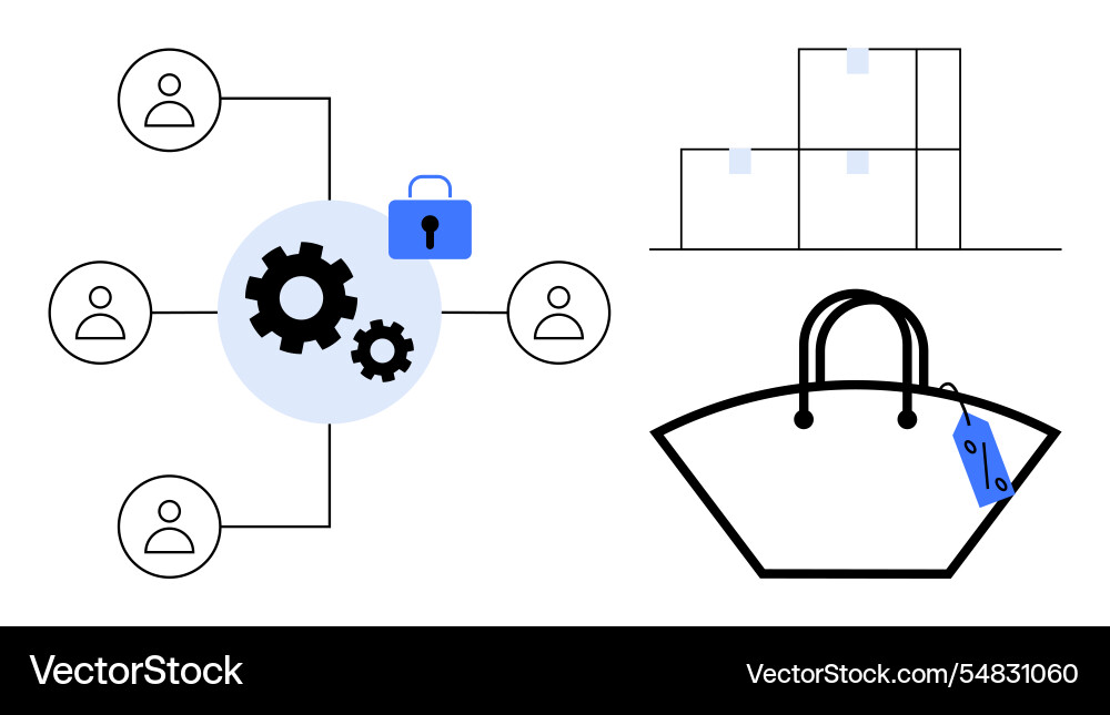 Team collaboration with secure network logistic Vector Image