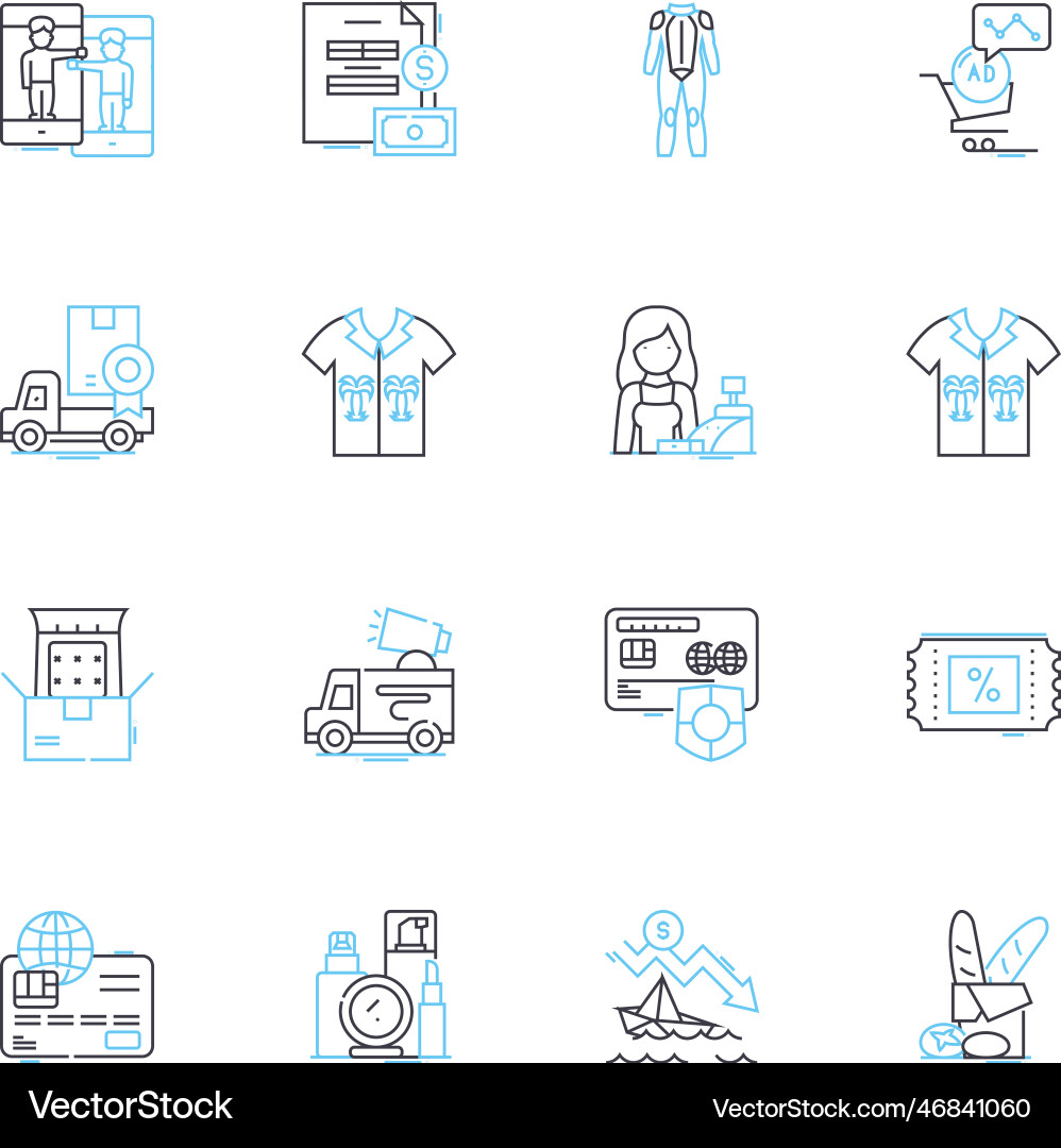 Wardrobe updates linear icons set refresh Vector Image