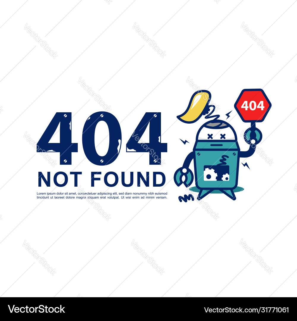 404 page not found with retro broken robot 404 page not found with retro broken robot Vector Image
