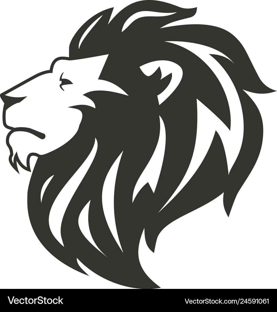 Black Lion Silhouette Emblem Vector Image