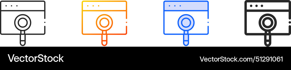 Browser iconthin linear gradient blue stroke Vector Image