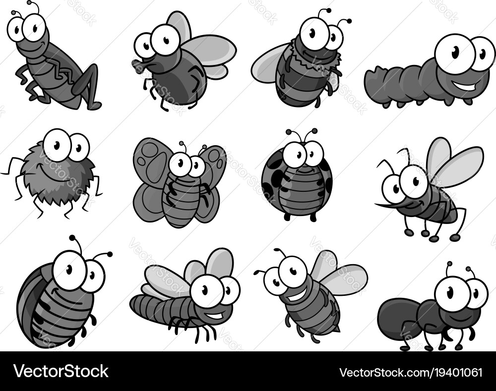Cute Insect Cartoon Collection Royalty Free Vector Image