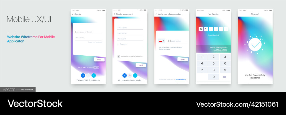 Design of the mobile application ui ux set Design of the mobile application ui ux set vector image