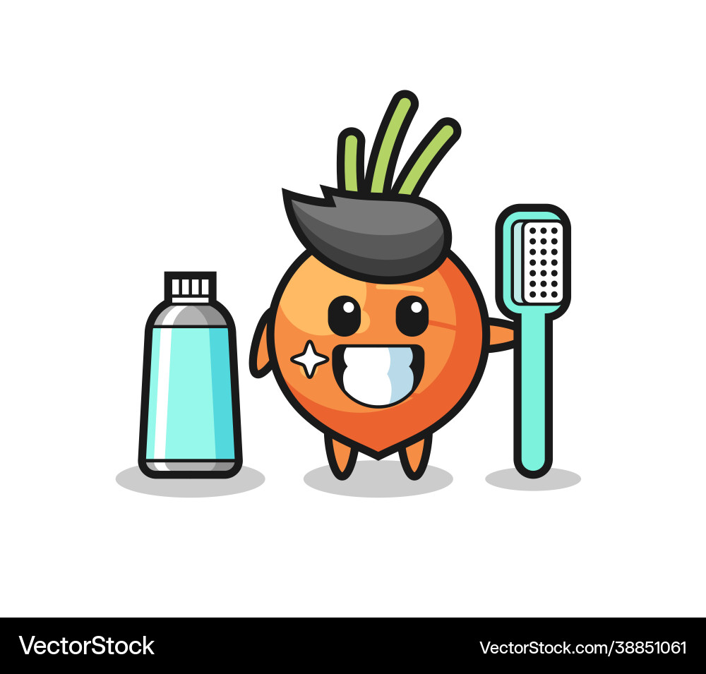 Mascot carrot with a toothbrush Mascot carrot with a toothbrush vector image