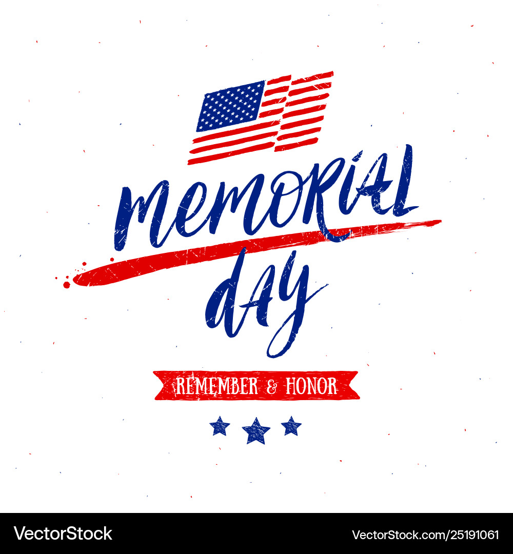 Memorial day handwritten lettering Memorial day handwritten lettering Vector Image