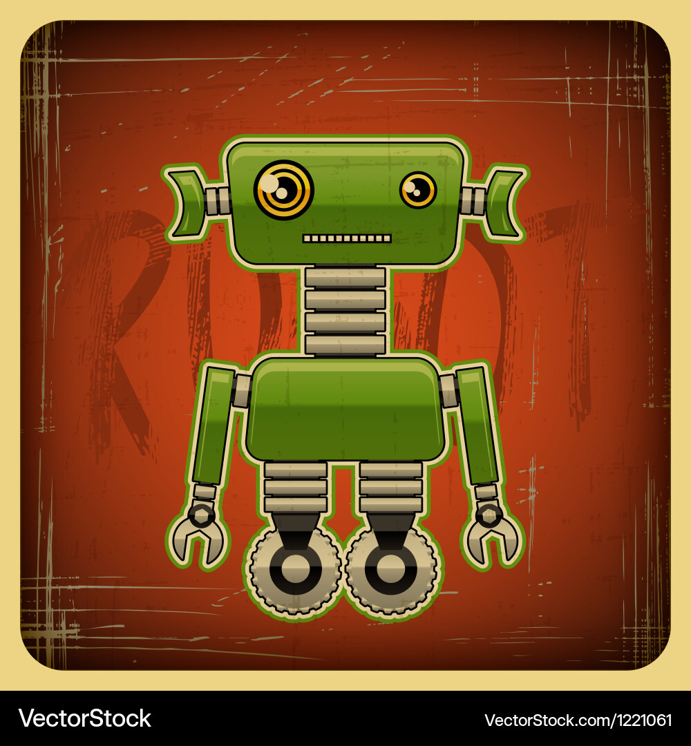 Retro Robot Card vector image