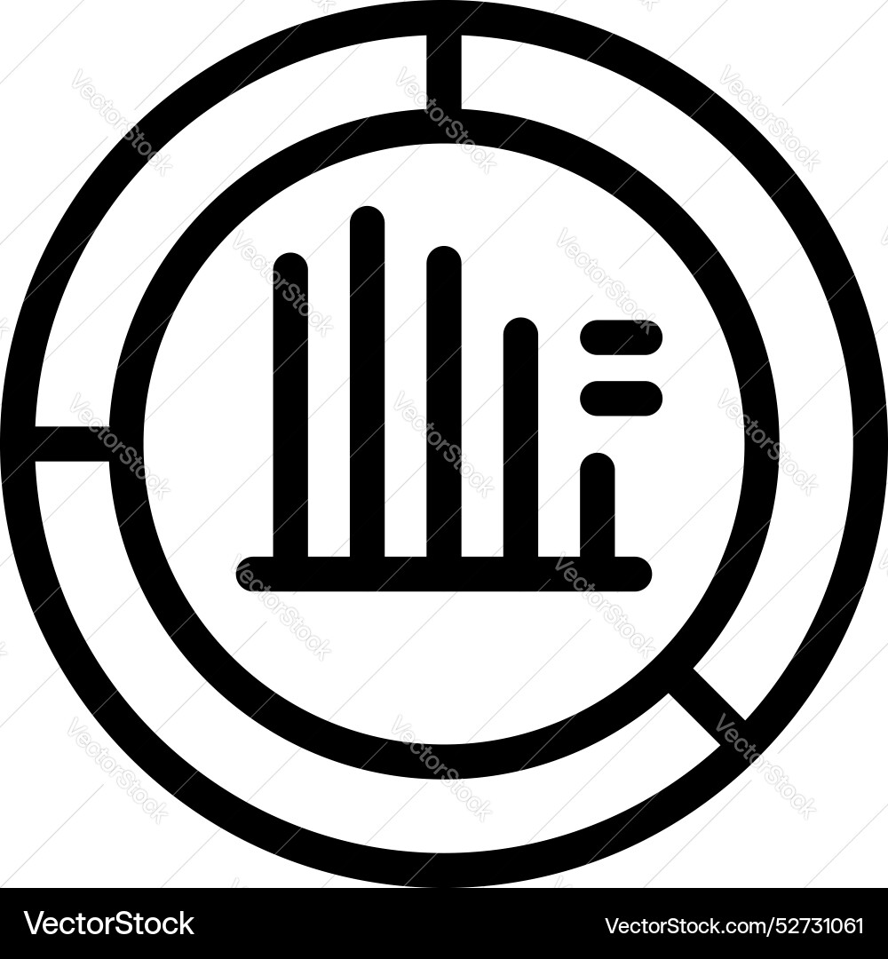 Round chart icon showing decreasing bar graph Round chart icon showing decreasing bar graph vector image