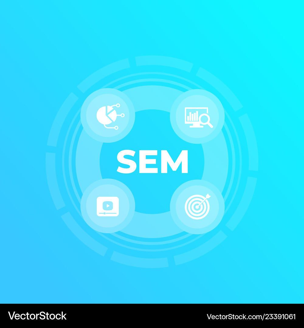 Sem search engine marketing web analytics Sem search engine marketing web analytics vector image