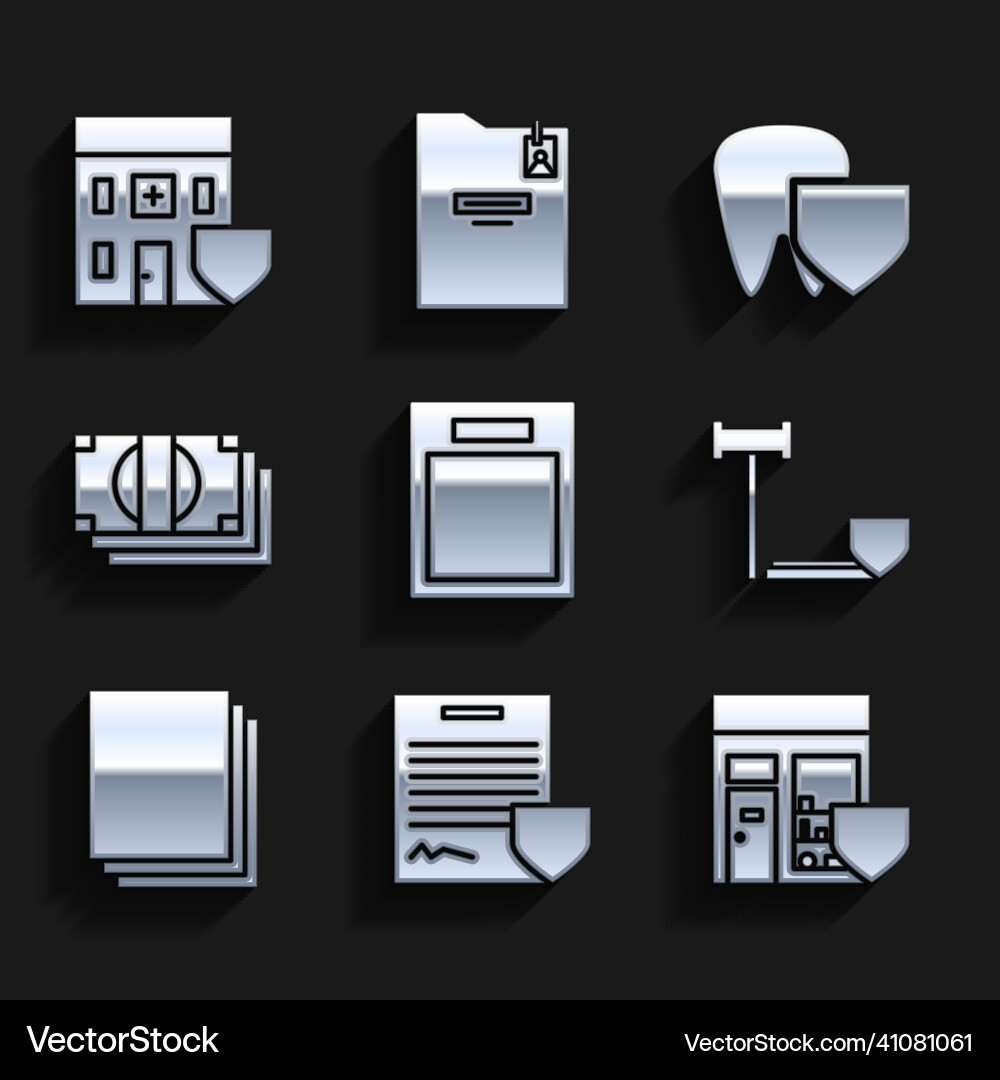 Set empty form contract with shield shopping Set empty form contract with shield shopping vector image