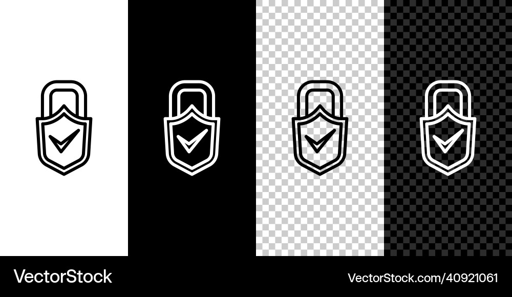 Set line open padlock and check mark icon isolated Set line open padlock and check mark icon isolated vector image