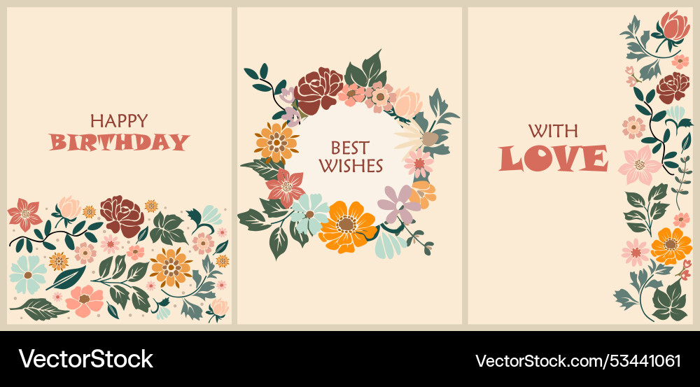 Set of modern happy birthday greeting cards Set of modern happy birthday greeting cards vector image