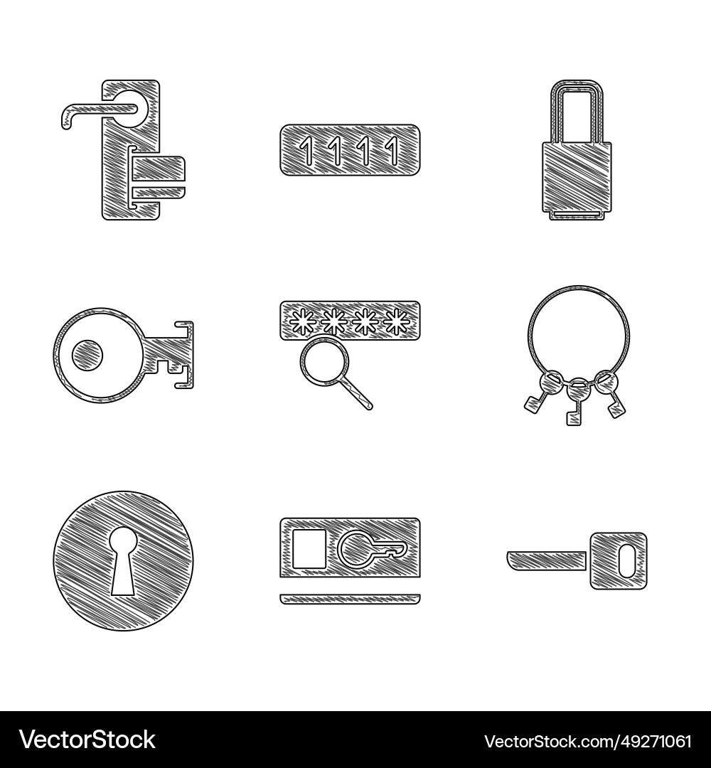 Set password protection key card bunch of keys Set password protection key card bunch of keys vector image