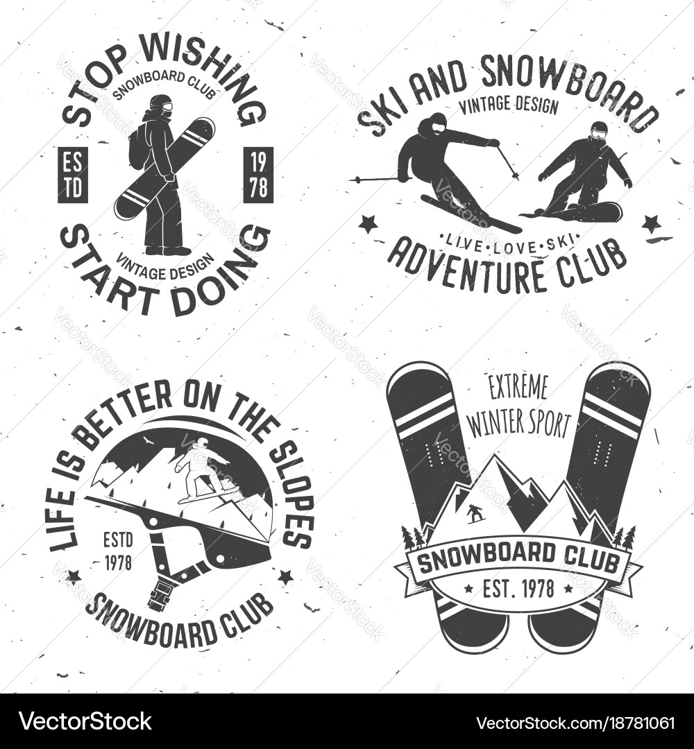 Ski & Snowboard Club Badges Vector Image