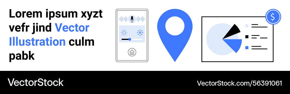 Smart device control location pin and data Smart device control location pin and data vector image