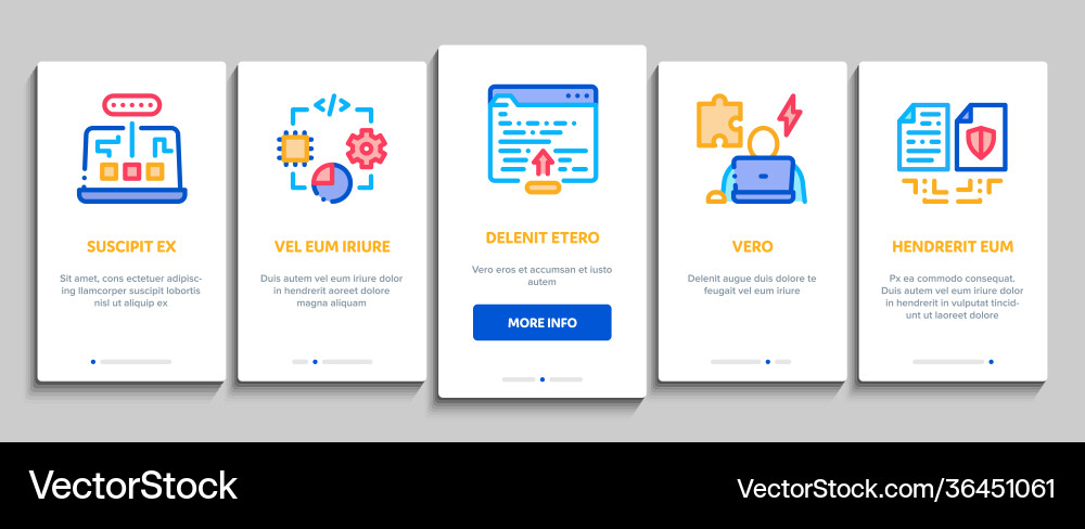 Software testing and analysis onboarding elements Software testing and analysis onboarding elements vector image