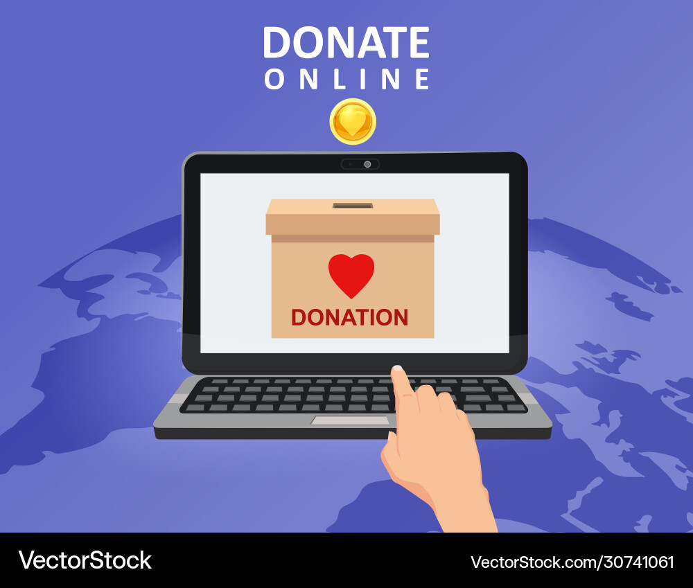 Spenden Online-Zahlungen Hand Geld Goldmünze Spenden Online-Zahlungen Hand Geld Goldmünze vektorbild