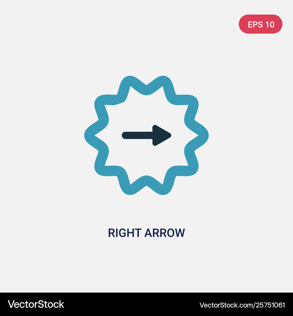 Two color right arrow icon from user interface vector image