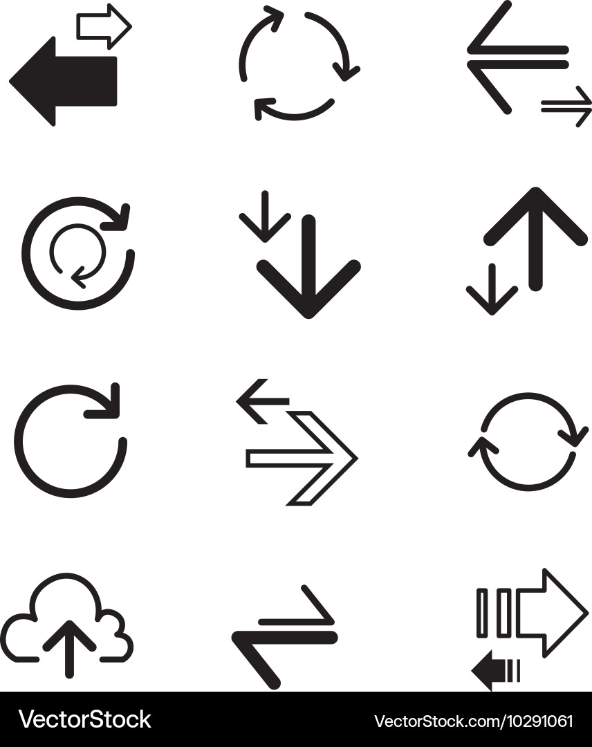 Upload download refresh data transfer icons set vector image