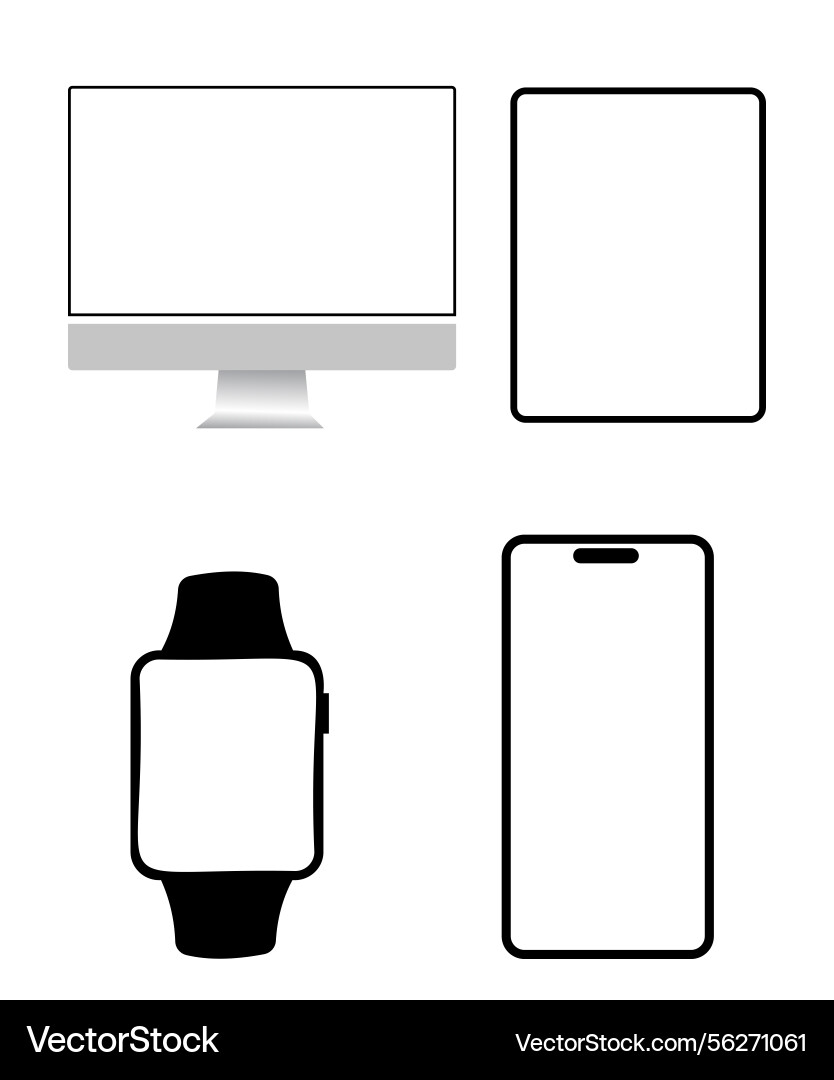 Webflat device icons set computer tablet Vector Image