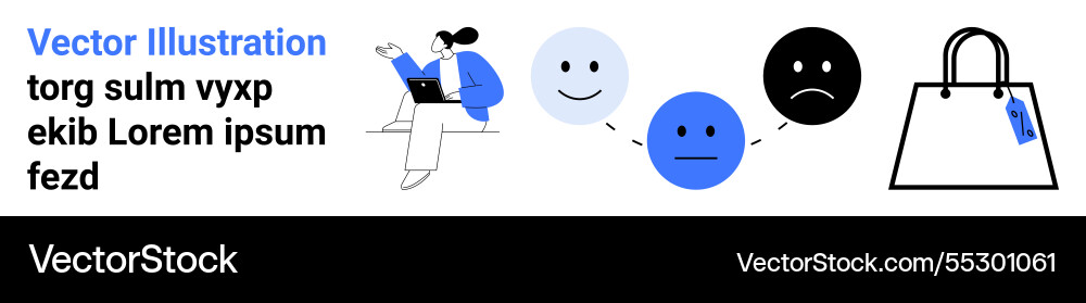 Woman on laptop analyzing customer sentiment Vector Image