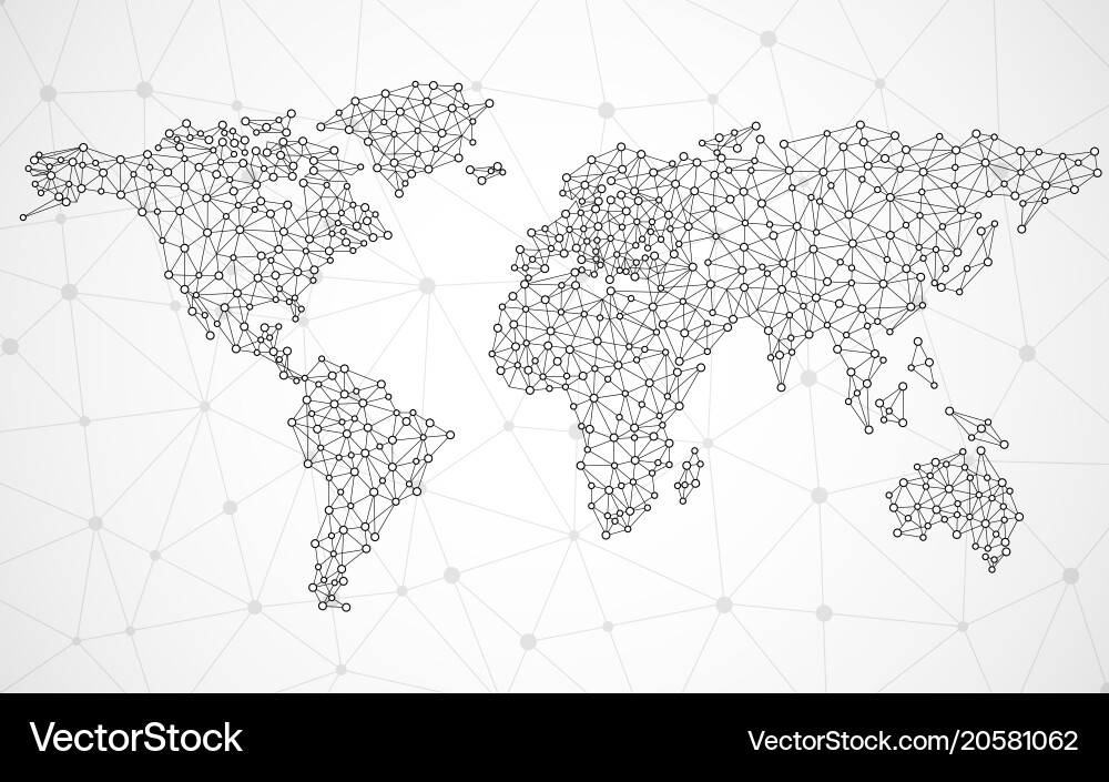 Abstract polygonal world map with dots and lines vector image