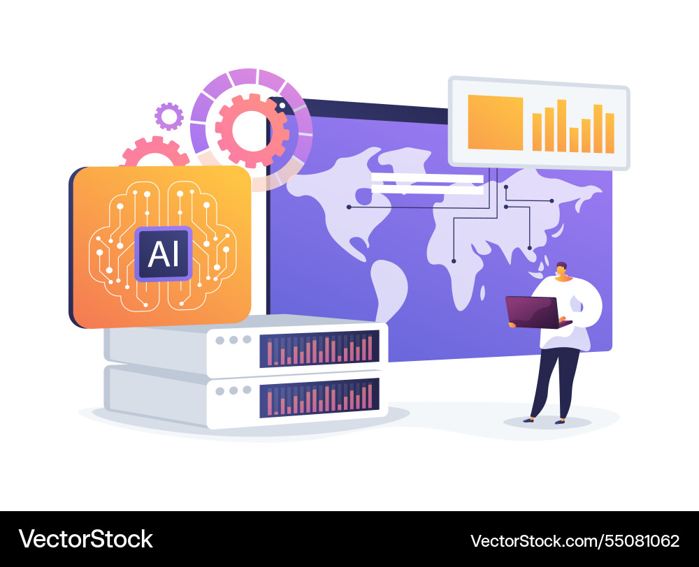 Ai-supported predictive modeling abstract concept Ai-supported predictive modeling abstract concept vector image