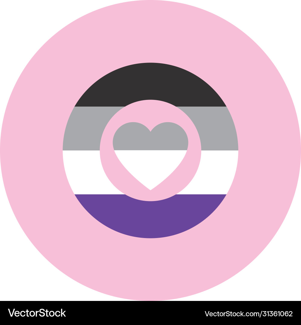 Asexual round flag with heart icon block style Vector Image
