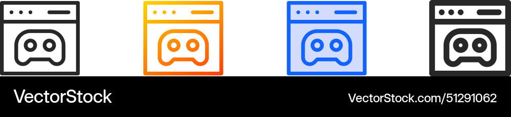 Browser game iconthin linear gradient blue stroke Browser game iconthin linear gradient blue stroke vector image