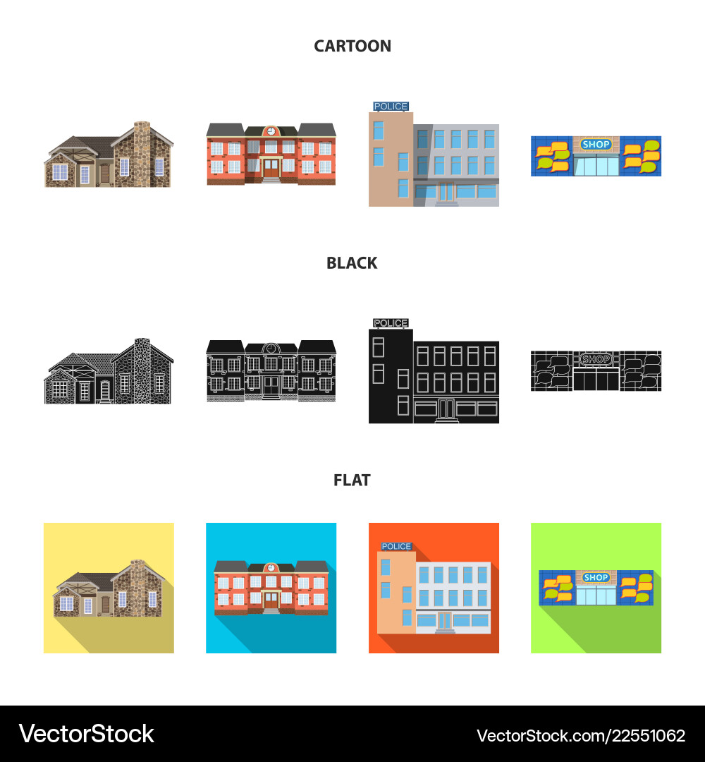 Building Front Icon Set - Architecture vector image
