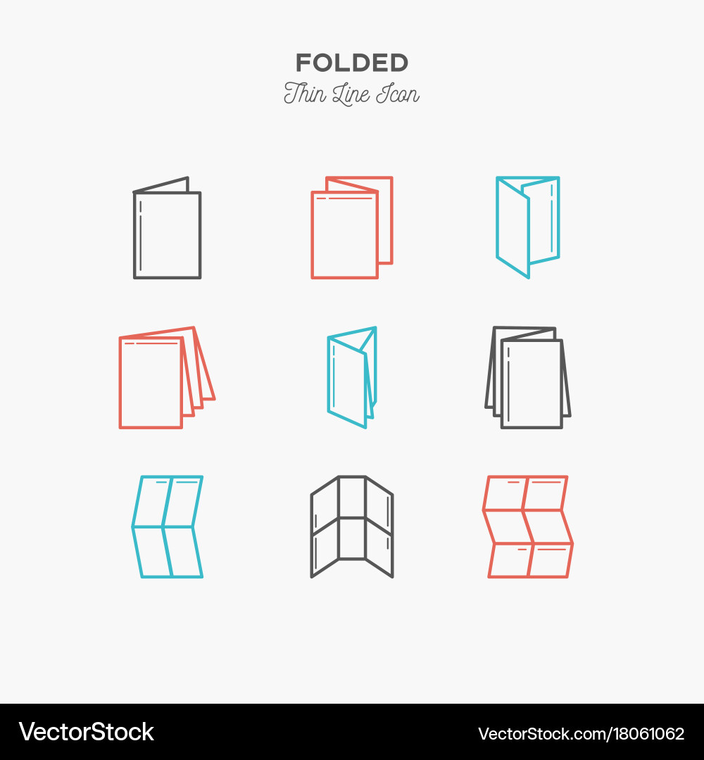 Color line icon set of folded objects scoring Vector Image