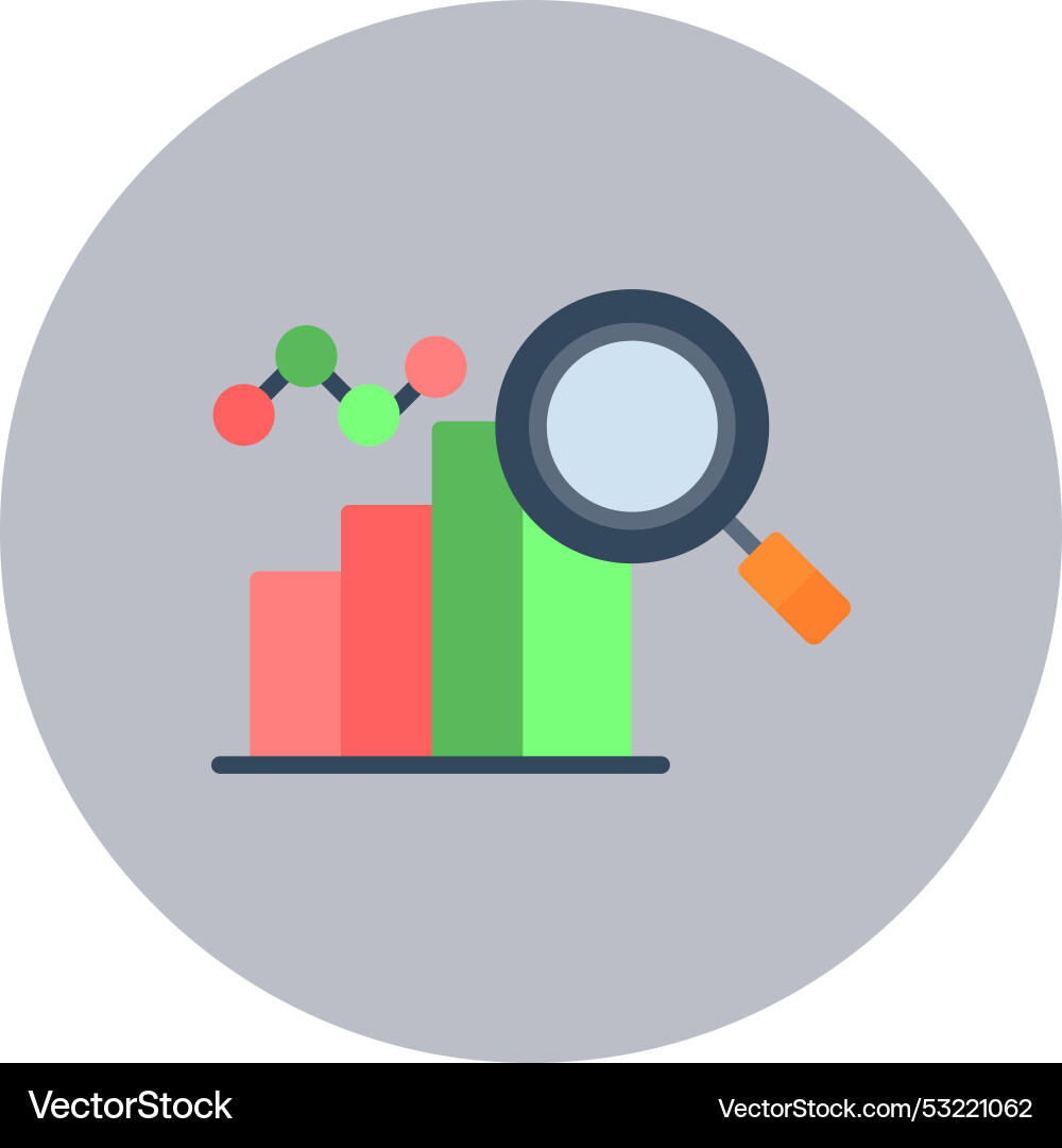 Data analysis flat circle icon Vector Image