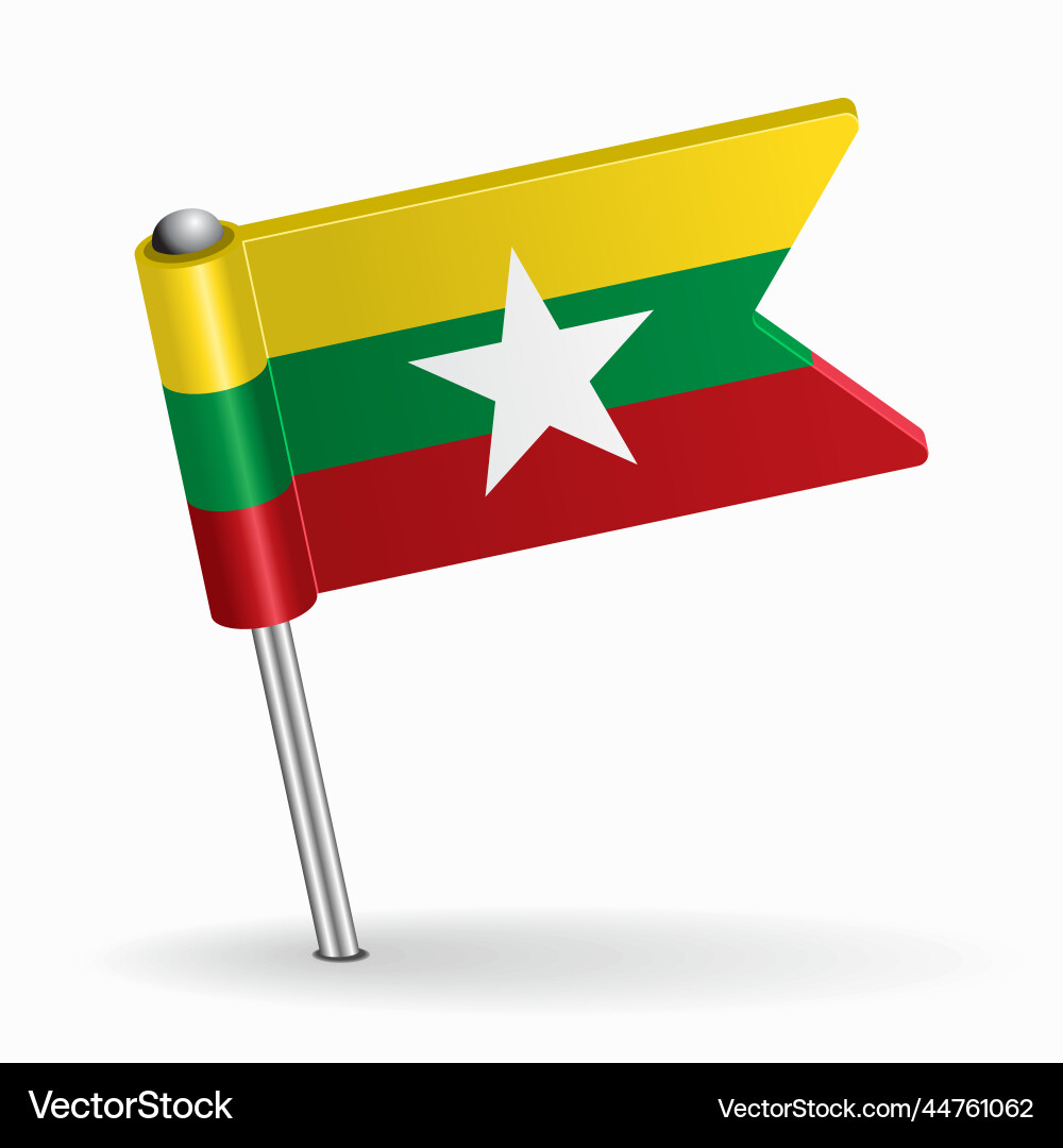 Myanmar Flag Pointer Map Pin vector image