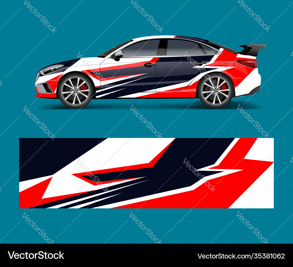 Racing car wrap abstract strip shapes for company Racing car wrap abstract strip shapes for company Vector Image