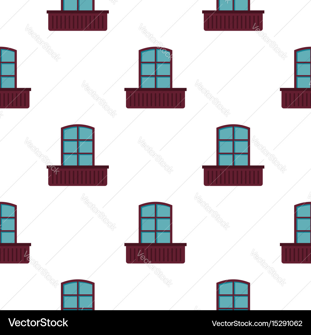 Retro window and flowerbox pattern flat Vector Image