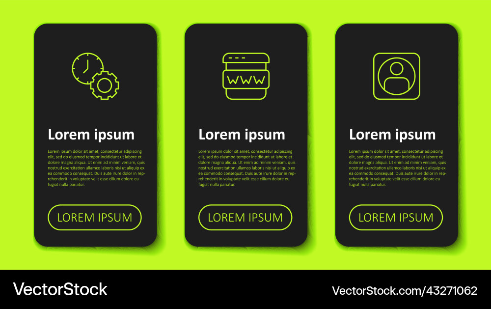 Set line time management browser window Set line time management browser window Vector Image