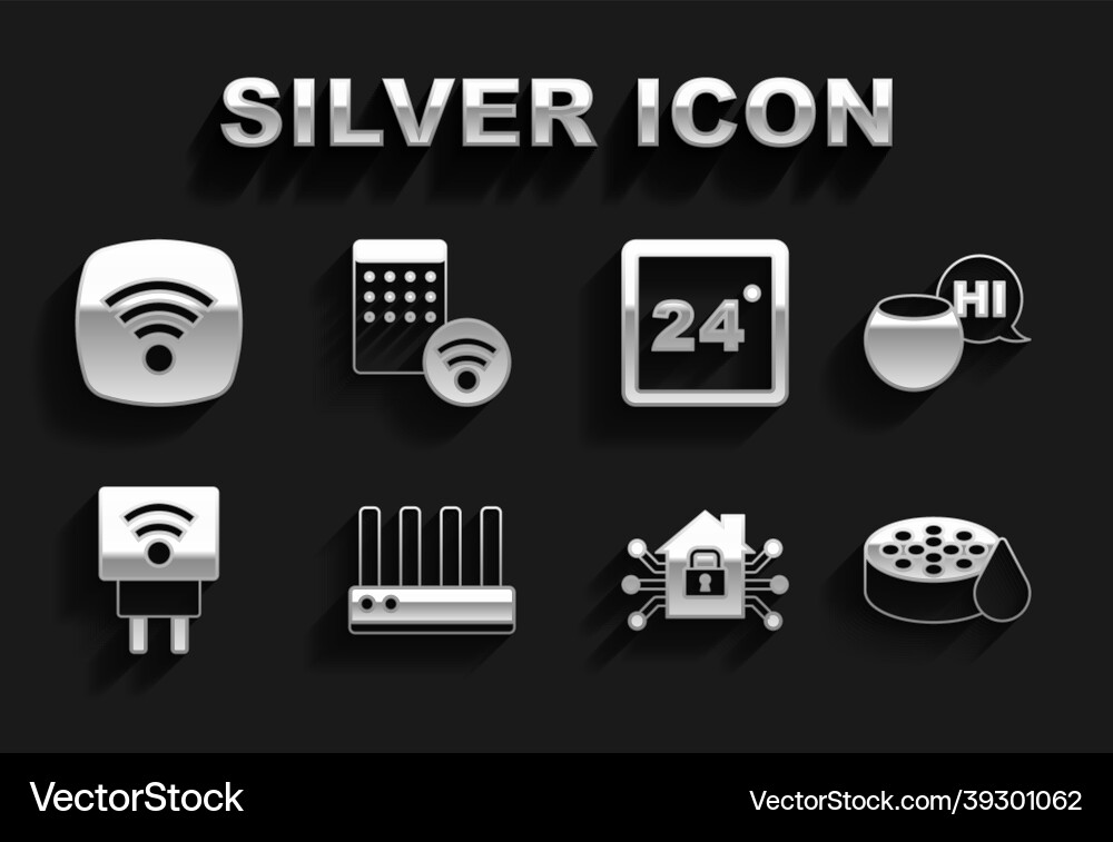 Set router and wi-fi signal voice assistant Set router and wi-fi signal voice assistant vector image
