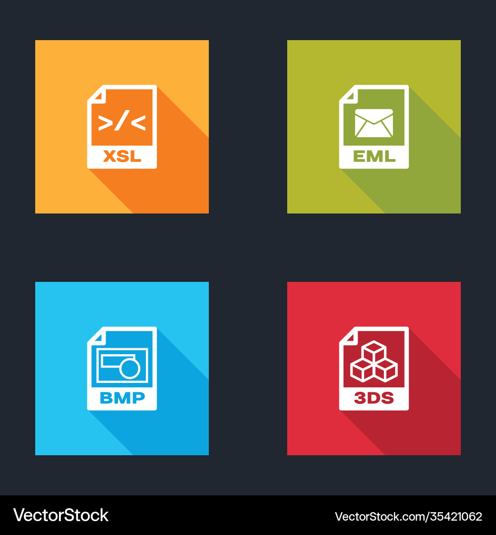 Set xsl file document eml bmp and 3ds icon Set xsl file document eml bmp and 3ds icon vector image