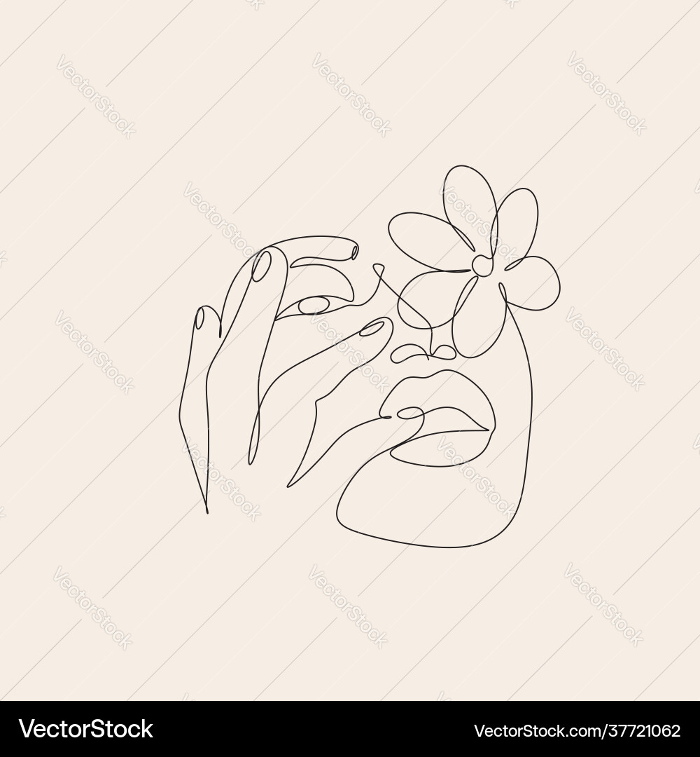 Surreal Continuous Line Face vector image