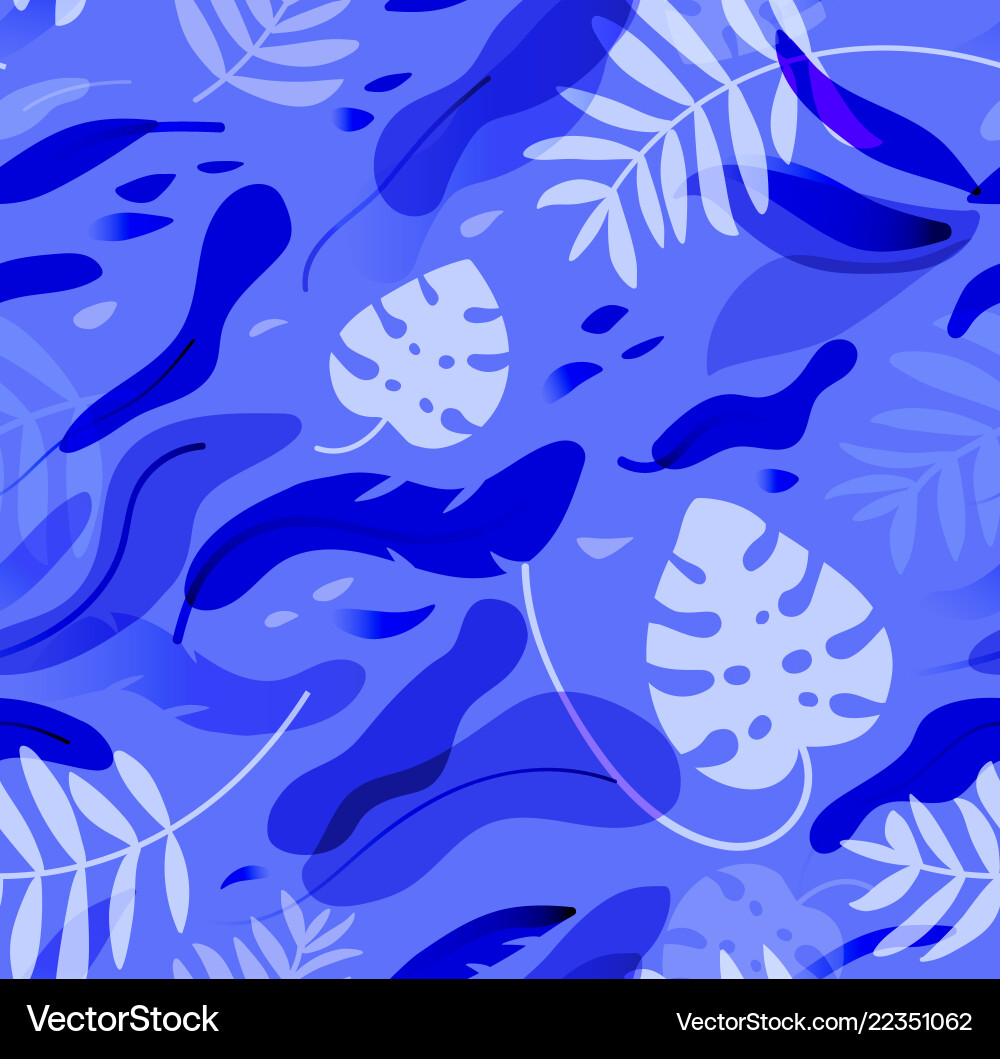 Tropical leaves seamless pattern Royalty Free Vector Image