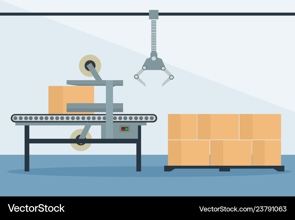Automated Box Sealing Line vector image