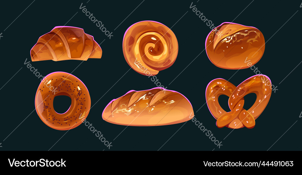 Bakery icons bread baguette croissant bagel Bakery icons bread baguette croissant bagel vector image
