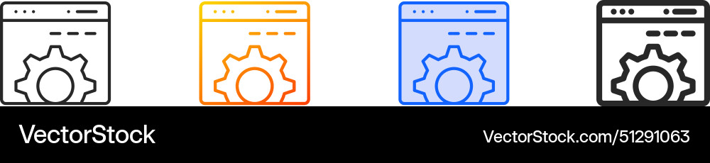Browser iconthin linear gradient blue stroke Vector Image