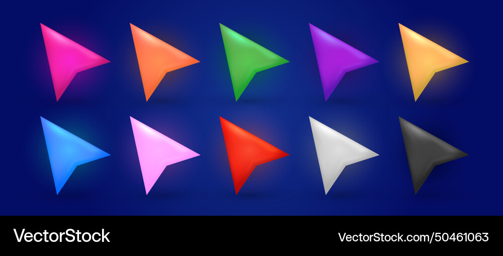 Colorful arrows mouse cursors for computer game Colorful arrows mouse cursors for computer game vector image