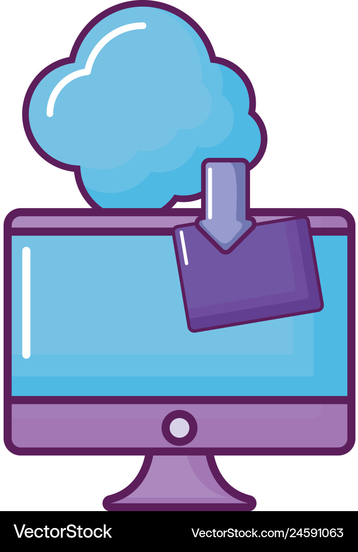 Computer mit Ordner und Cloud Computing Computer mit Ordner und Cloud Computing vektorbild