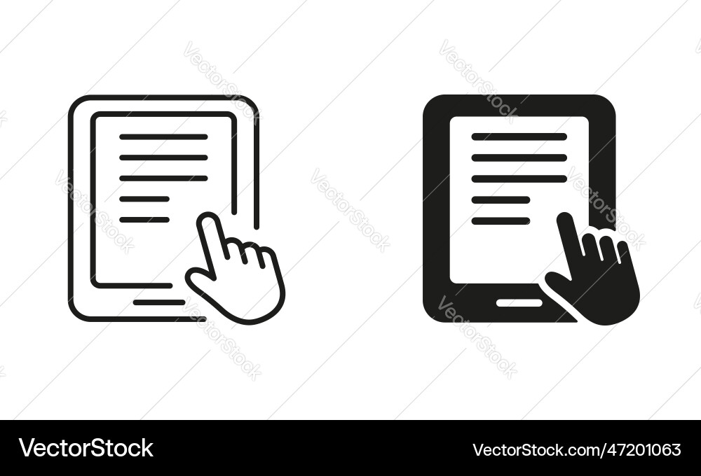 Ebook with mouse pointer silhouette and line icon Ebook with mouse pointer silhouette and line icon vector image