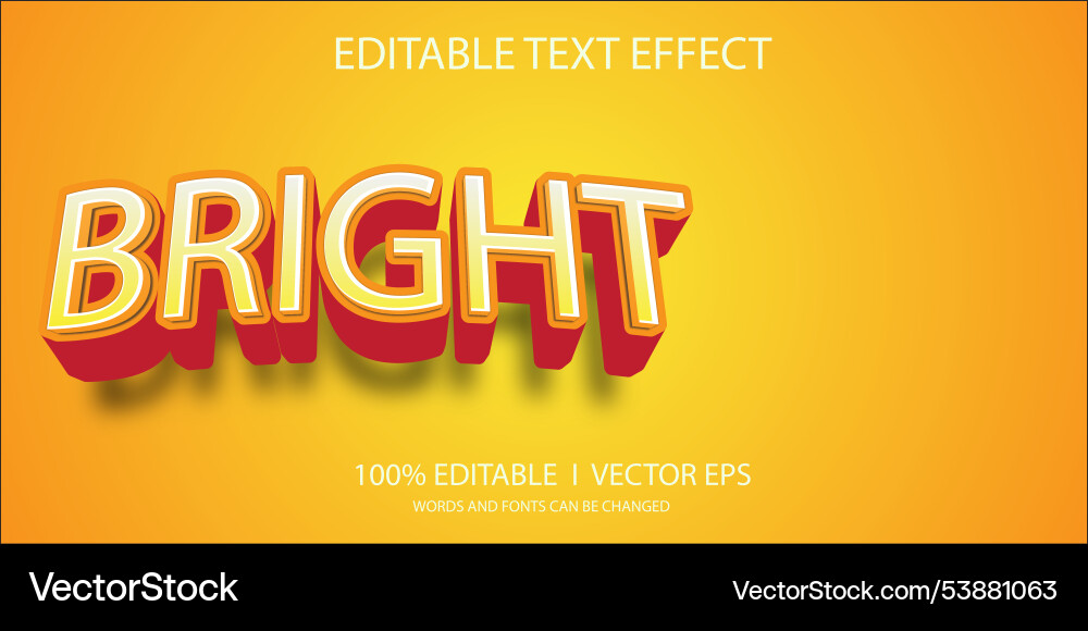 Editable bright text effect with modern style Editable bright text effect with modern style Vector Image
