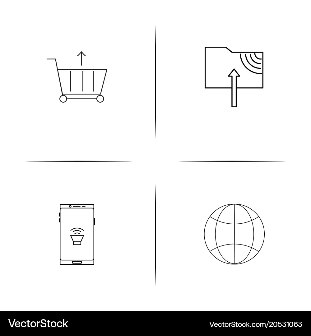 Internet technologies simple linear icons set vector image