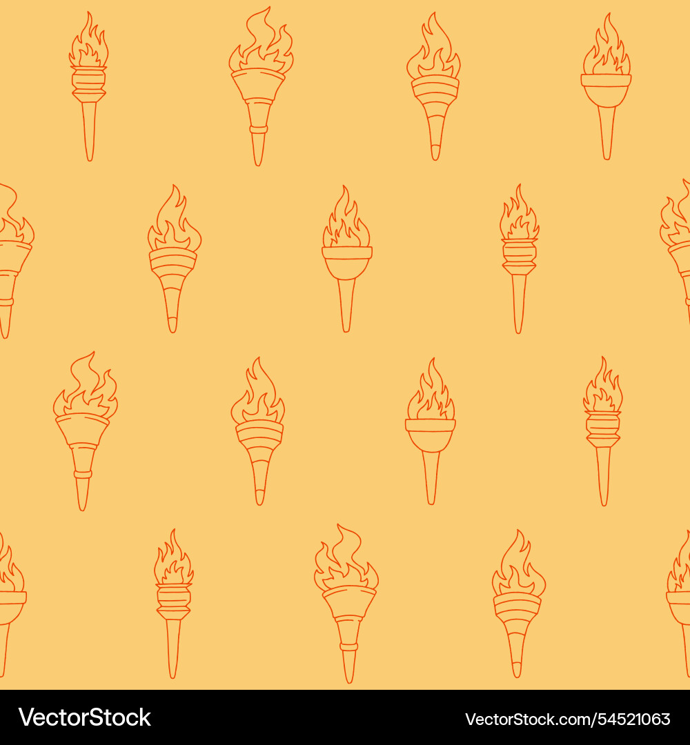 Outline collection of torch seamless pattern Outline collection of torch seamless pattern vector image