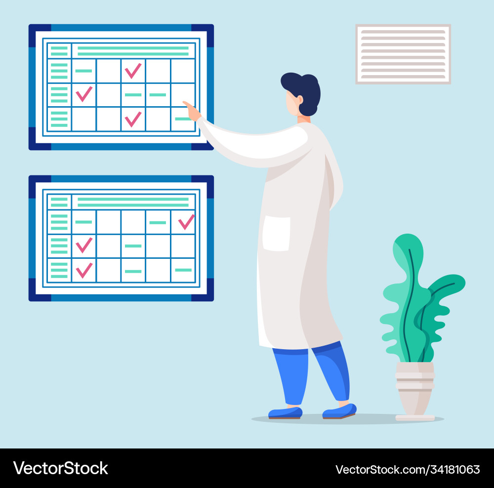 Scientist Analyzing Results at Table vector image
