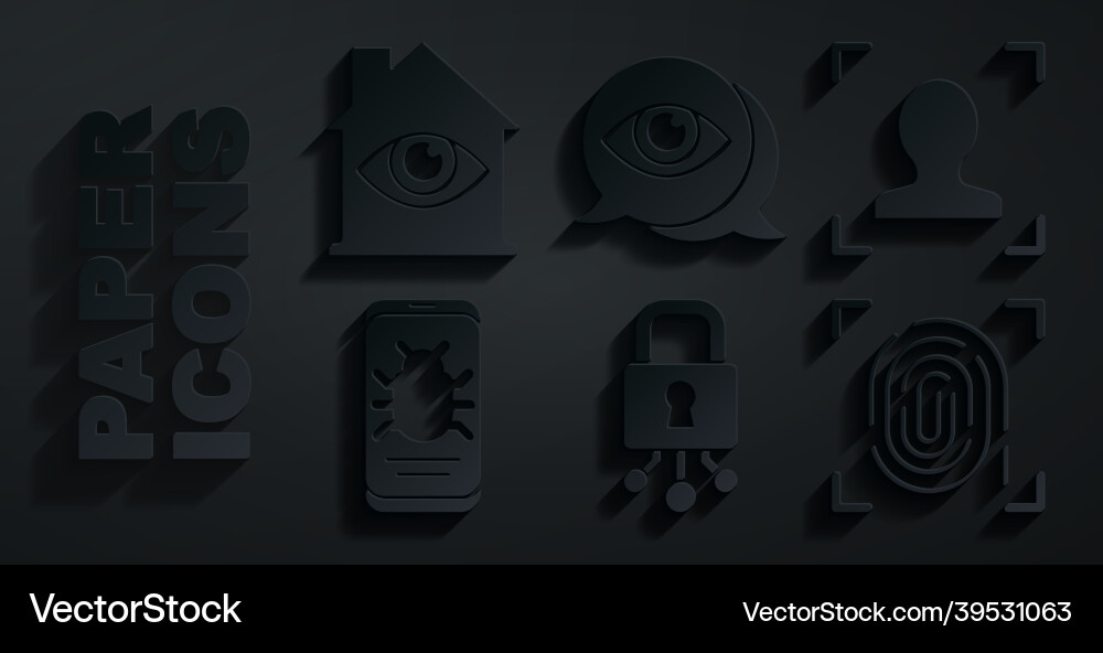 Set cyber security face recognition system bug Set cyber security face recognition system bug vector image